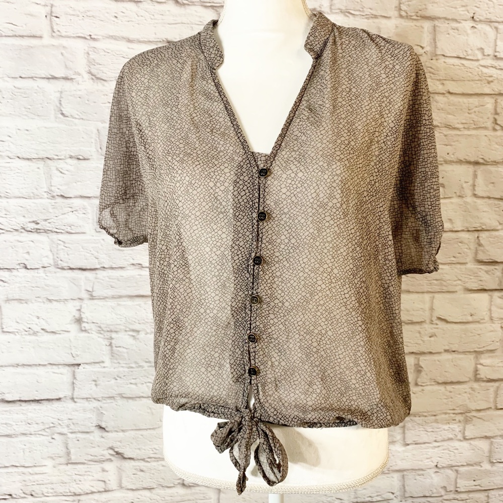 Womens MIND CODE blouse TAUPE sheer
